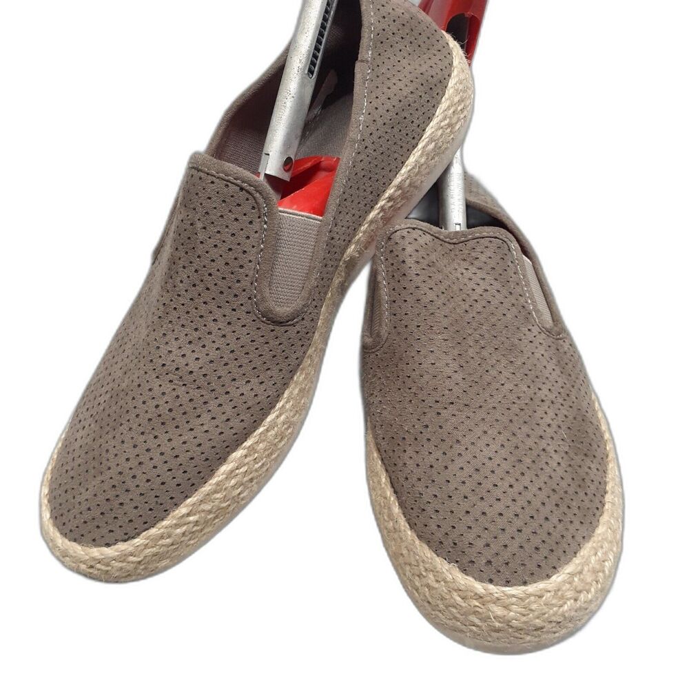 Esprit Womens Sz 8 Espadrille Flat Shoes Taupe Brown Canvas Slip On Sneakers